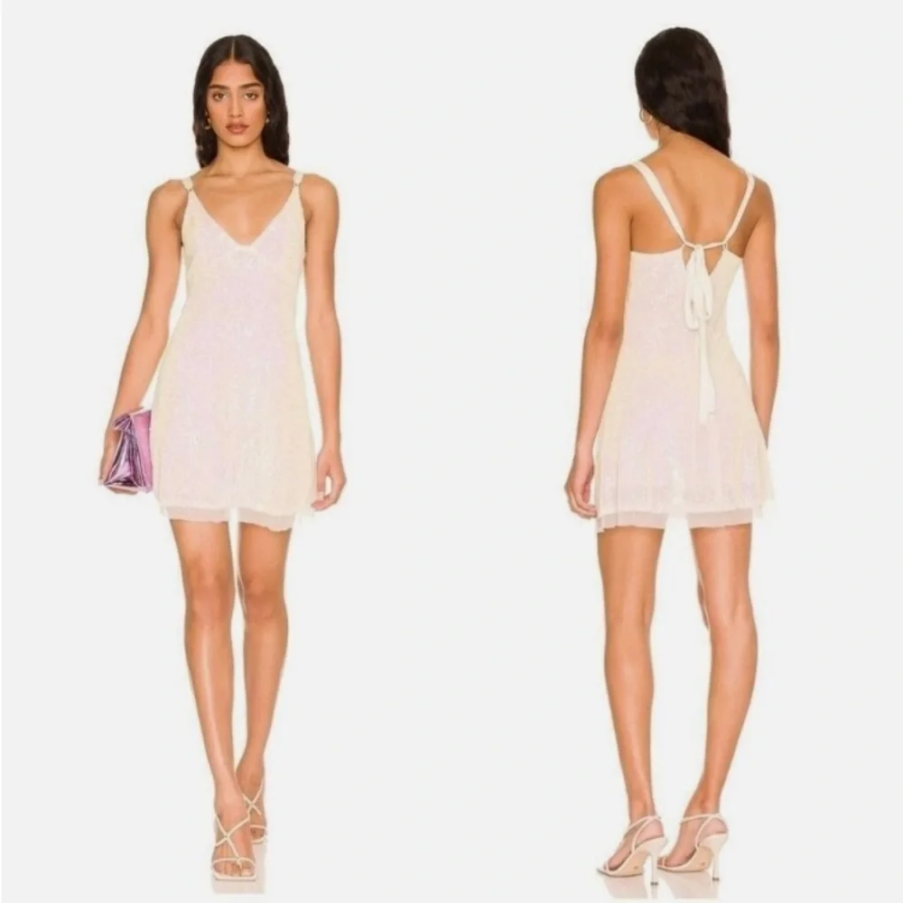 Free People Gold Rush Mini Dress in Icicle Pearl Combo. Perfect for Coachella